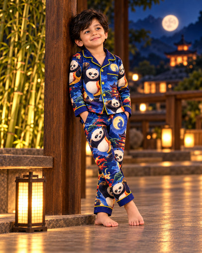 Panda Dreams Pure Cotton Printed Boys Nightsuit Set