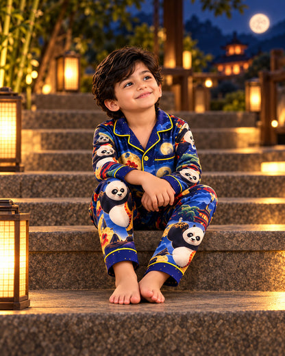 Panda Dreams Pure Cotton Printed Boys Nightsuit Set