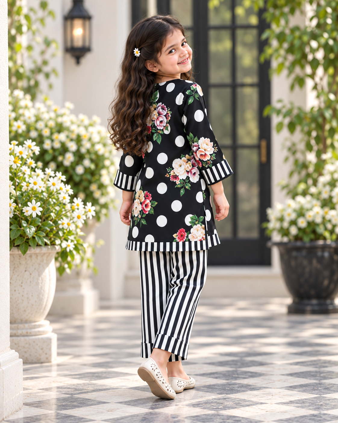 Polka Rose Girls Pyjama Kurta Set