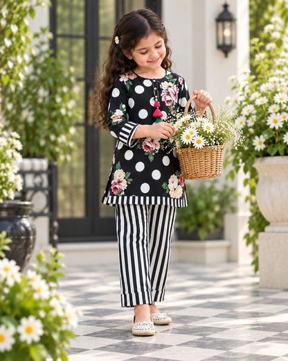 Polka Rose Girls Pyjama Kurta Set