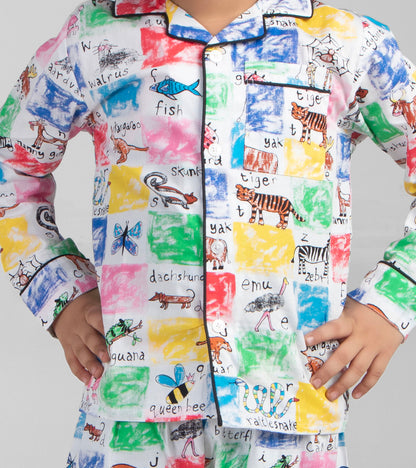 Checks ABC Printed Night Suit Set