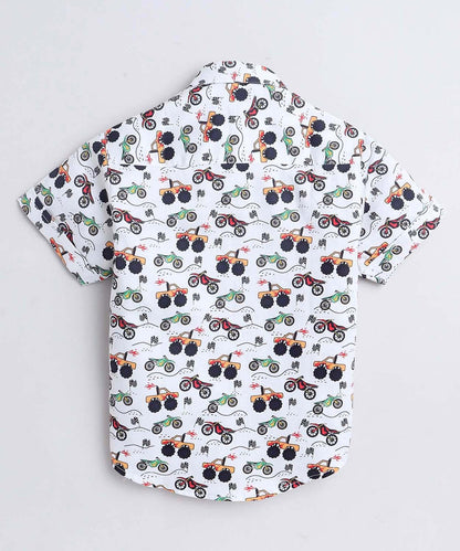 Racing Truck Print Pure Cotton Half Sleeve Shirt For Boys
