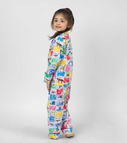 Checks ABC Printed Night Suit Set