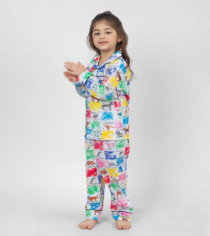 Checks ABC Printed Night Suit Set