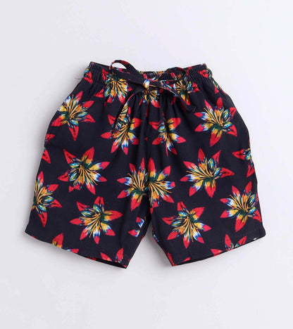 Red Big Flower Printed Boys Co Ord Set