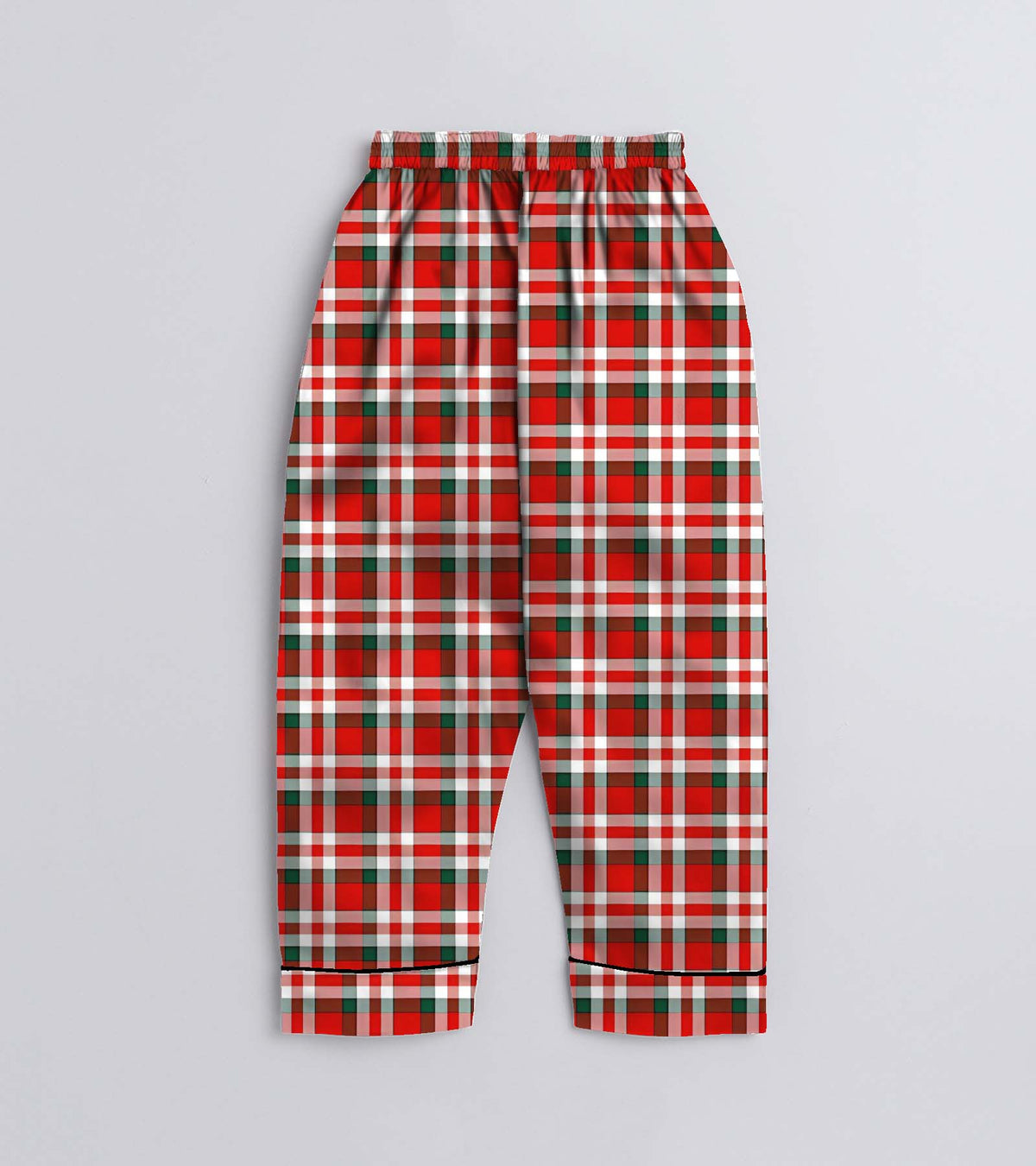 Red Checks  Pure Cotton Christmas Printed Nightsuit Set