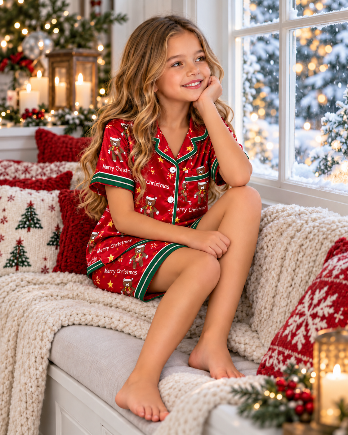 Red Cozy Christmas Red Pajama Set