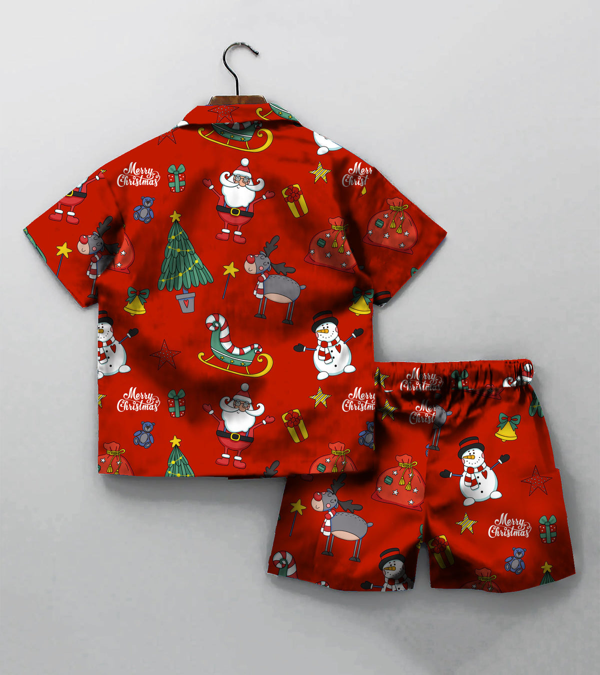 Red Ground Christmas Printed Boys Co ord Set