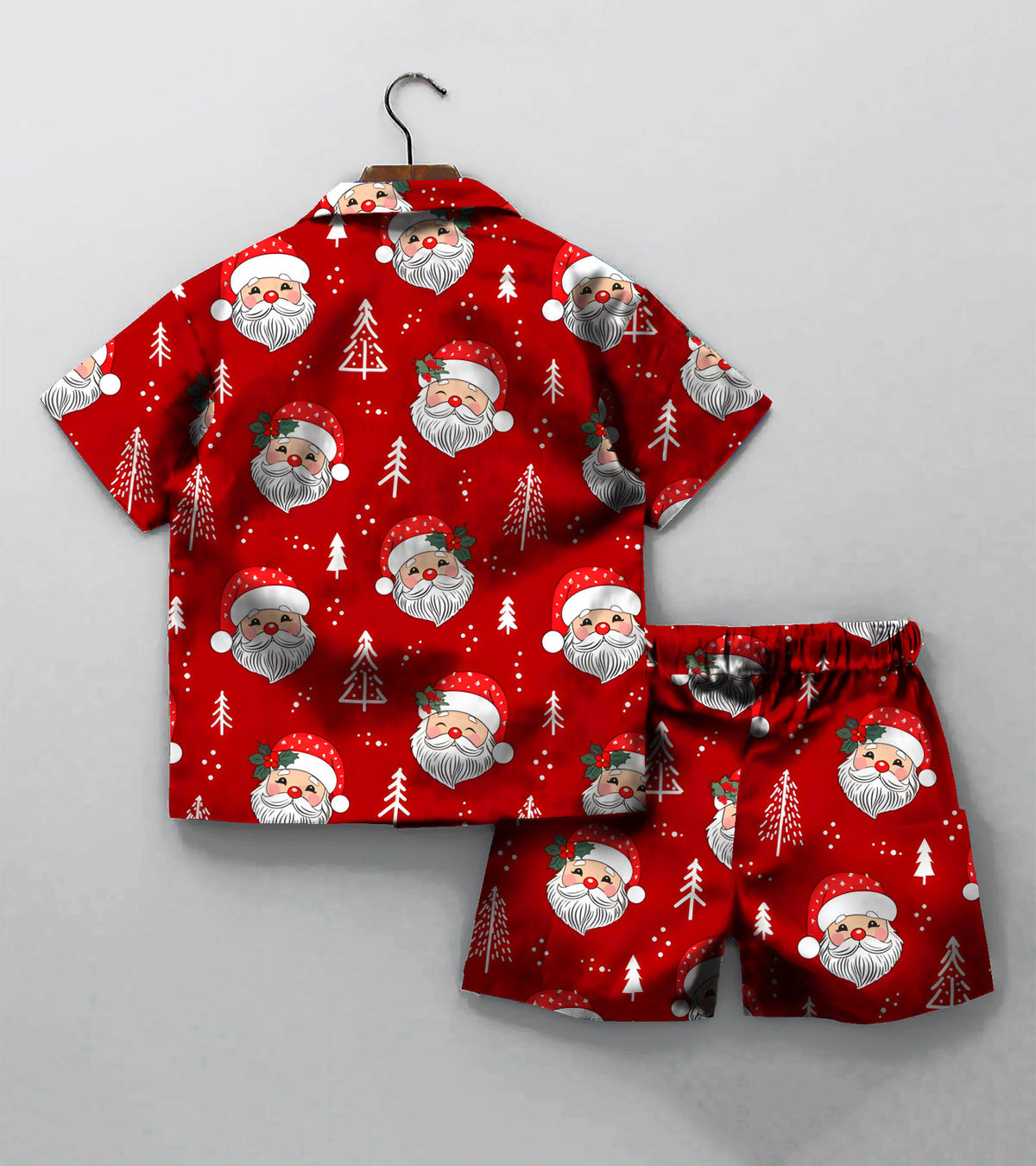 Red Santa Christmas  Printed Boys Co ord Set