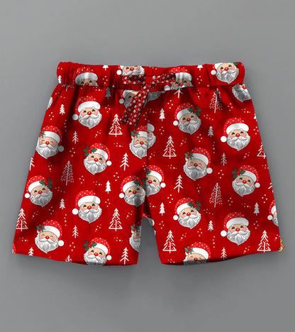 Red Santa Christmas  Printed Boys Co ord Set