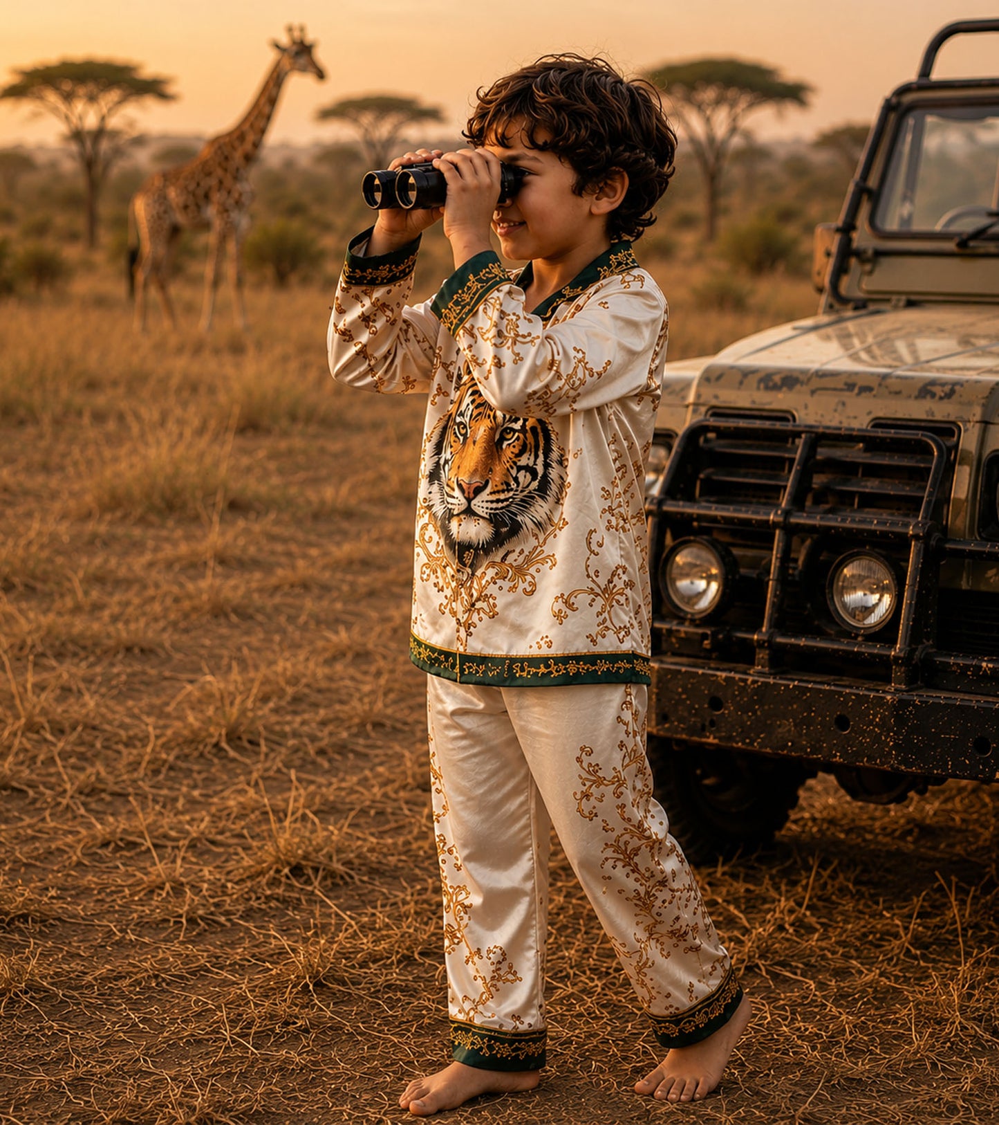 Tiger Kingdom Luxe Pure Cotton Printed Nightsuit Set