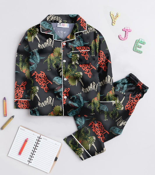 Roar Dino Pure Cotton Printed Nightsuit Set