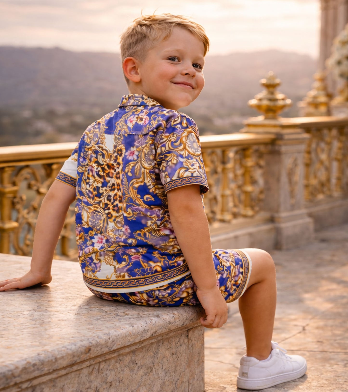 Royal Baroque Pure Cotton Luxe Co-ord Set For Boys