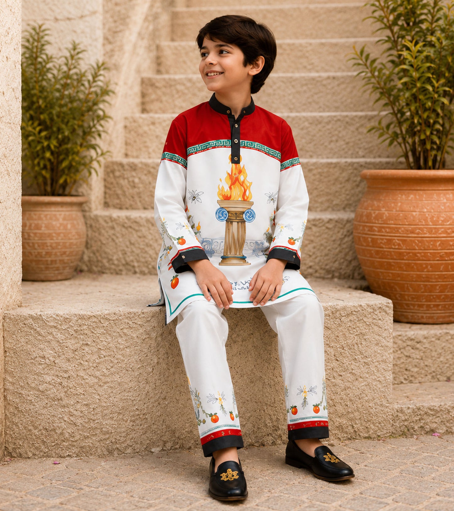 Royal Torch Festive Pure Cotton Kurta Set