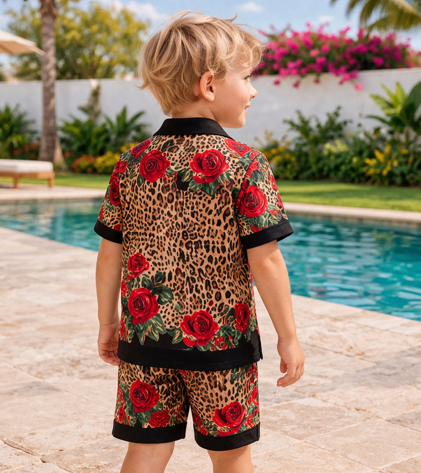Royal Leopard Rose Co-ord Set for Boys