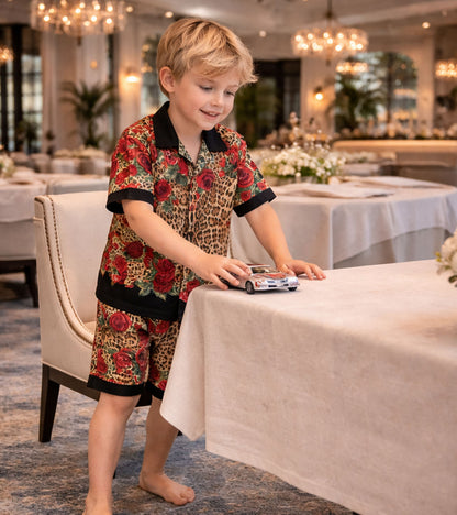 Royal Leopard Rose Co-ord Set for Boys