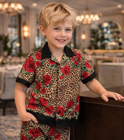 Royal Leopard Rose Co-ord Set for Boys