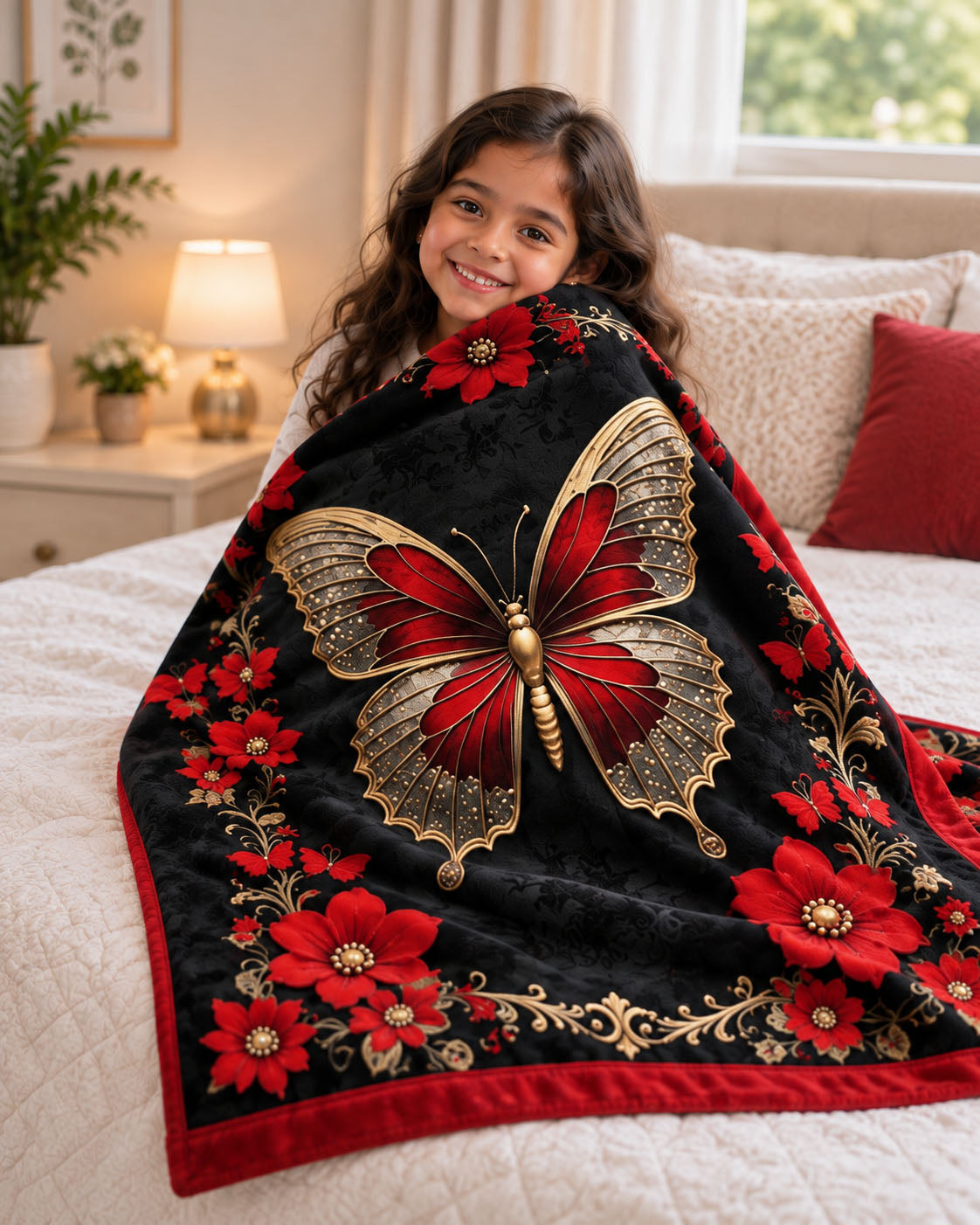 Ruby Butterfly Pure Cotton Blanket