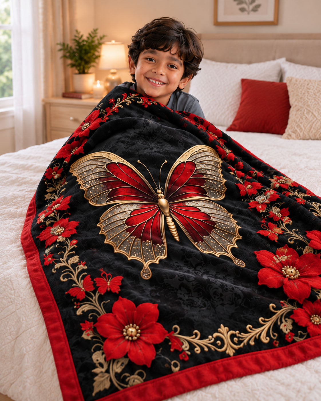 Ruby Butterfly Pure Cotton Blanket