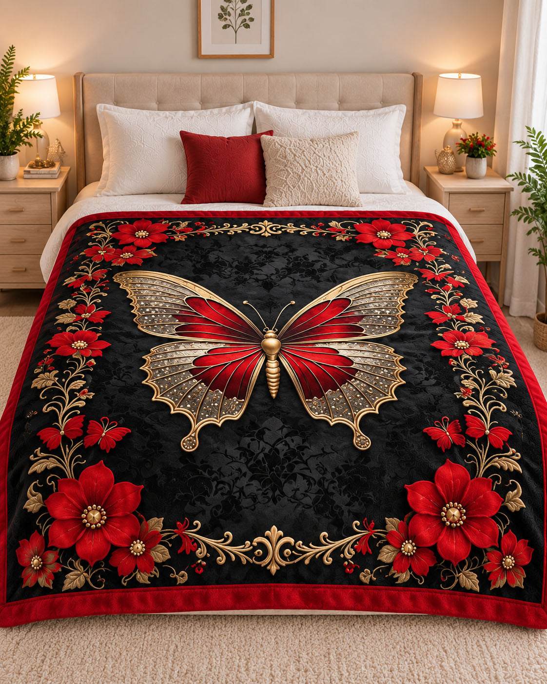 Ruby Butterfly Pure Cotton Blanket