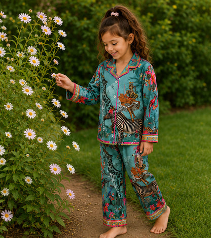 Safari Dreams Printed Girls Pure Cotton Nightsuit Set