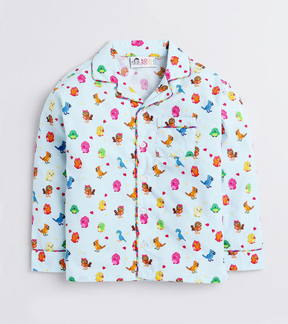Singing Birds Printed Night Suit Set