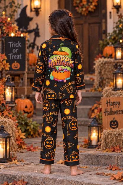 Spooky Pumpkin Halloween Pure Cotton Printed Pajama Set