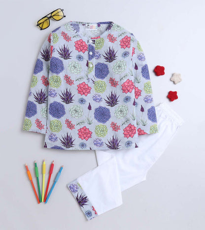 Succlent Printed Pyjama Kurta Set