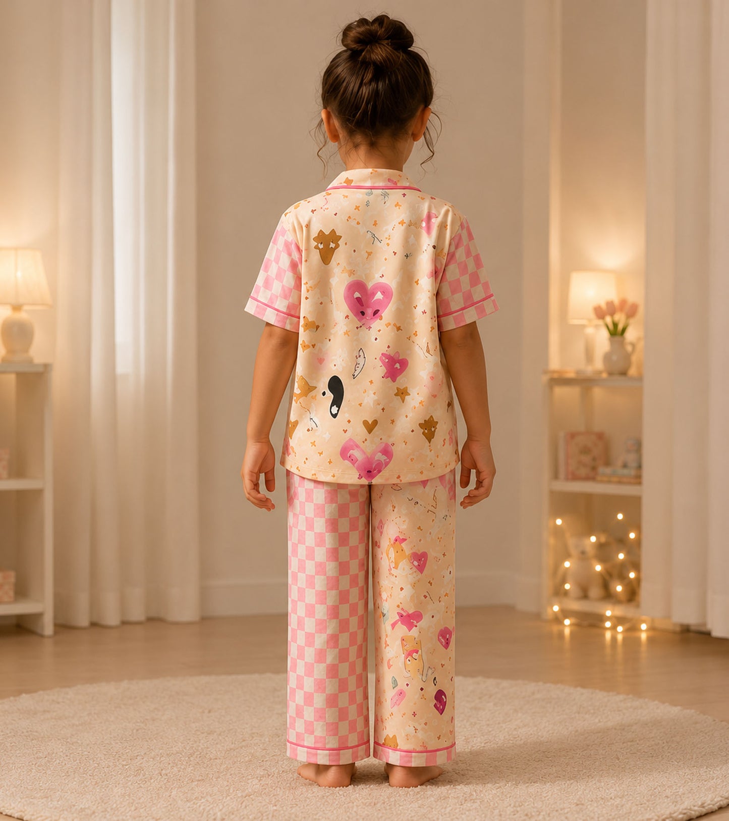 Sugar Plum Printed Girls Pure Cotton Nightsuit Set