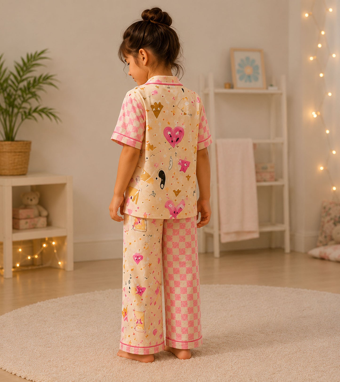 Sugar Plum Printed Girls Pure Cotton Nightsuit Set