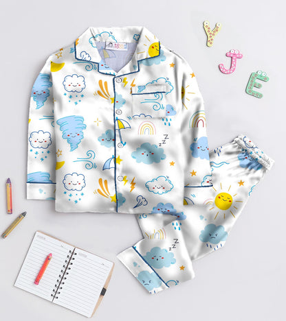 Sun and Cloud Pure Cotton Printed Nightsuit Set