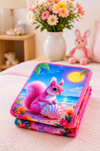 Sunny Shores Squirrel Girls Blanket Pure Cotton