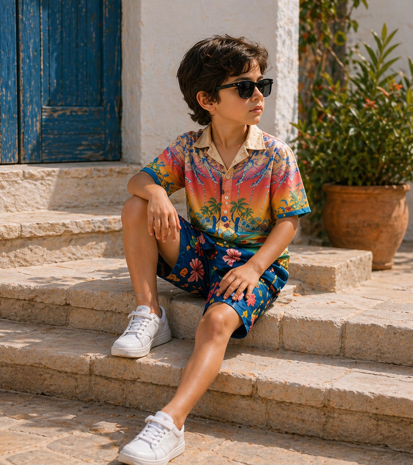 Sunset Tropic Pure Cotton Luxe Co-ord Set For Boys