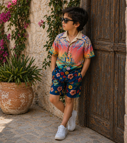 Sunset Tropic Pure Cotton Luxe Co-ord Set For Boys