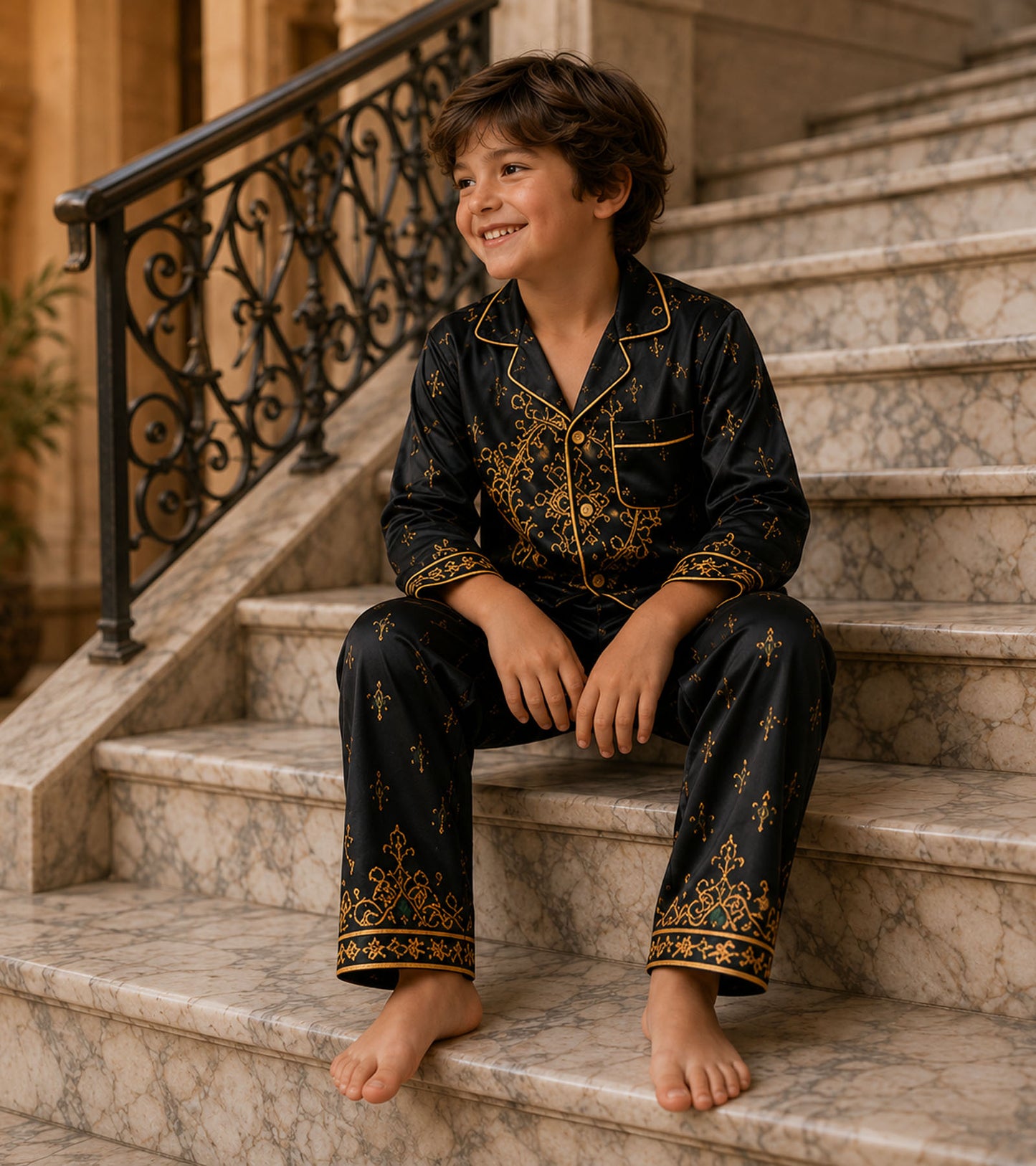 The Prince's Royal Luxe Pure Cotton Printed Nightsuit Set