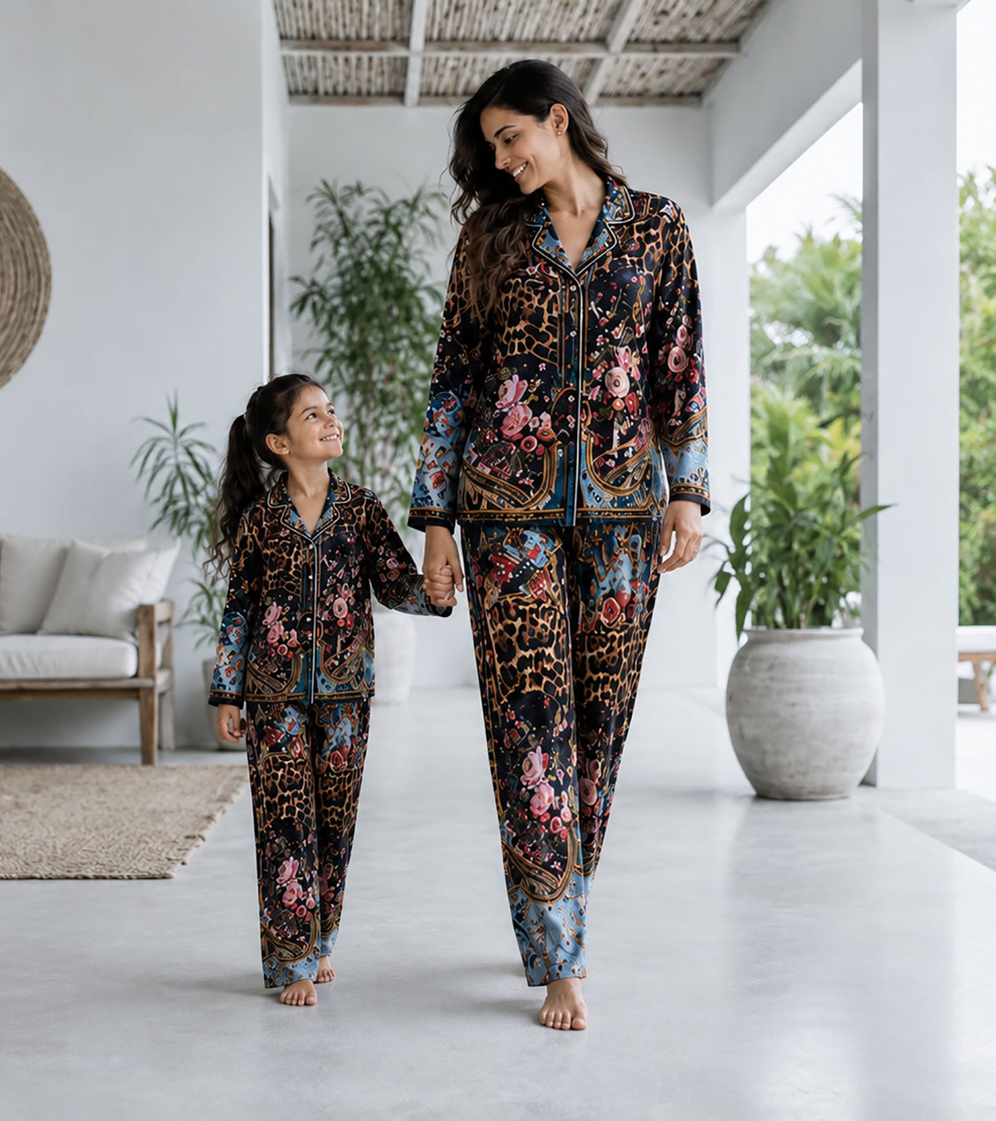 The Riviera Noir Luxe Mom & Me Matching Lounge Set