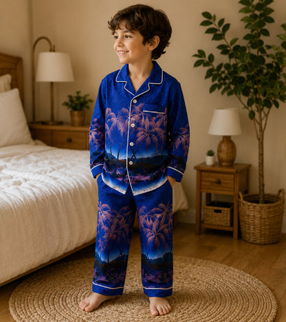 Midnight Palm Luxe Pure Cotton Printed Nightsuit Set