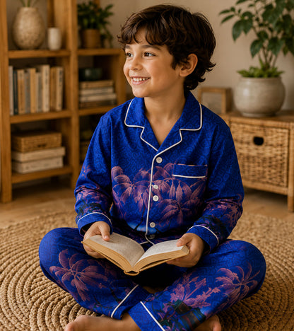 Midnight Palm Luxe Pure Cotton Printed Nightsuit Set