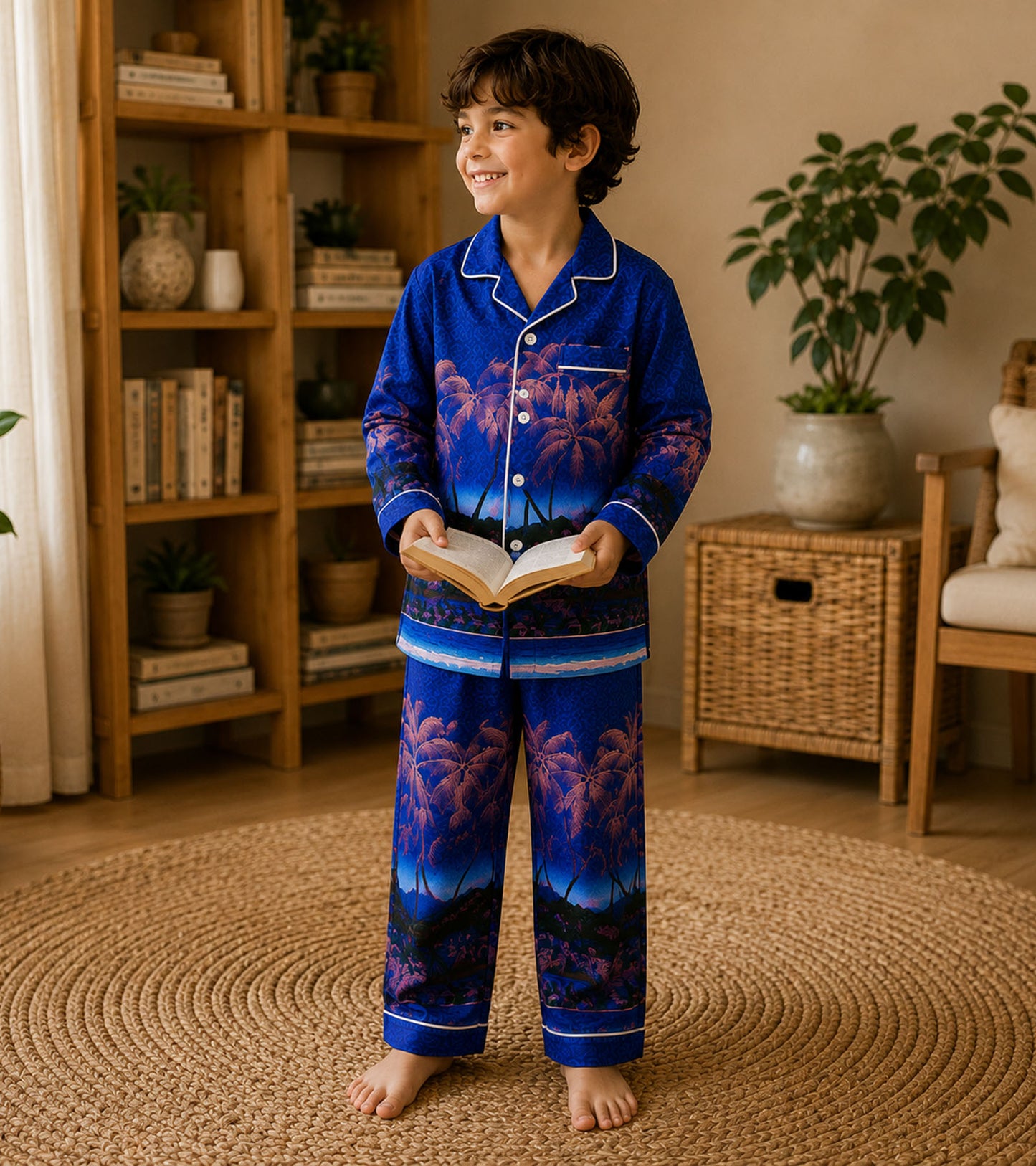 Midnight Palm Luxe Pure Cotton Printed Nightsuit Set