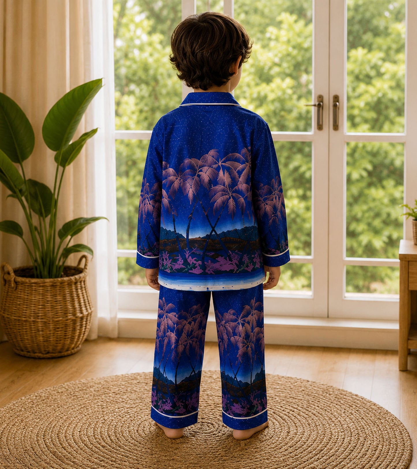 Midnight Palm Luxe Pure Cotton Printed Nightsuit Set
