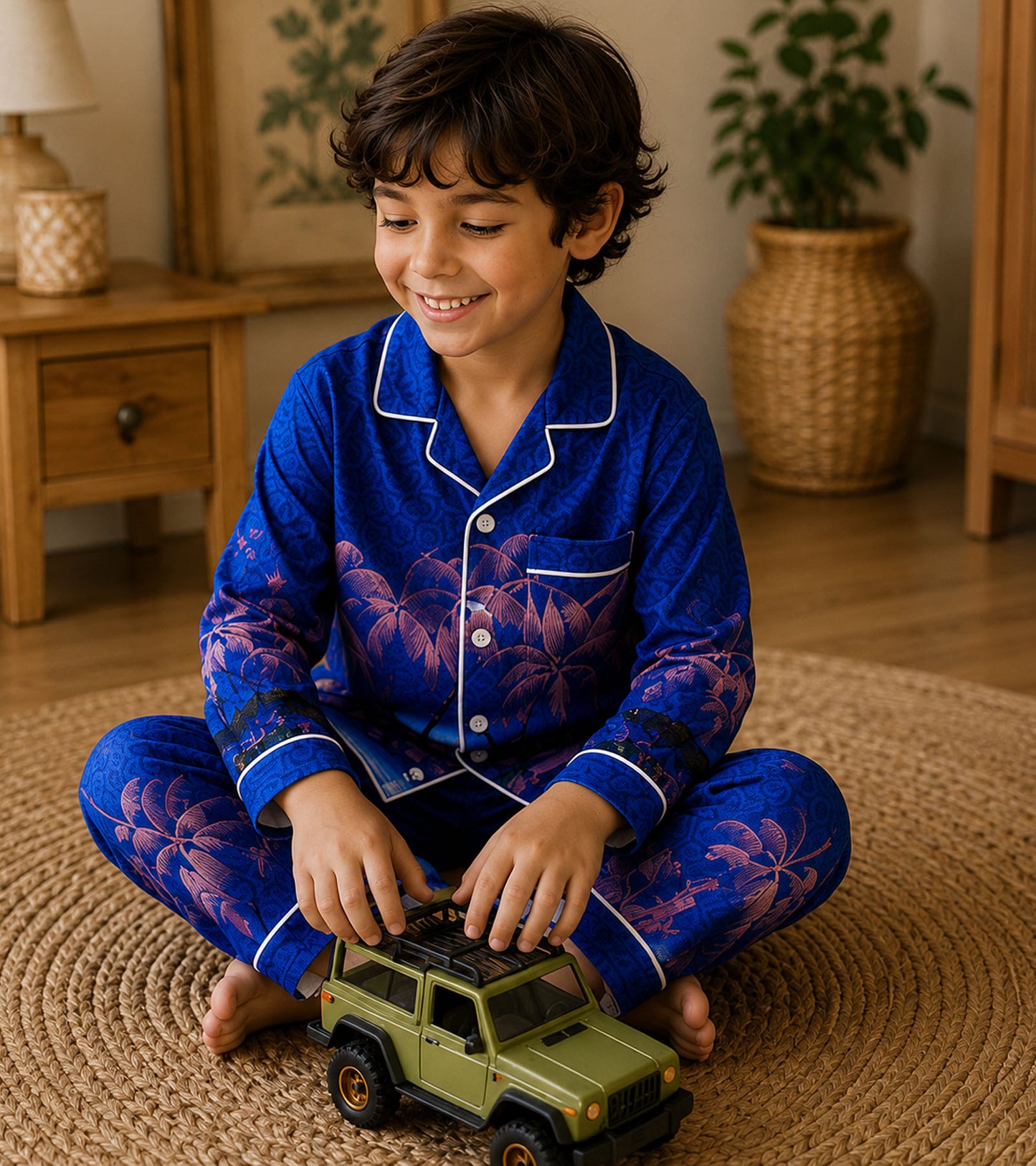 Midnight Palm Luxe Pure Cotton Printed Nightsuit Set