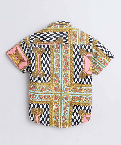 Vance Print Pure Cotton Half Sleeve Shirt For Boys