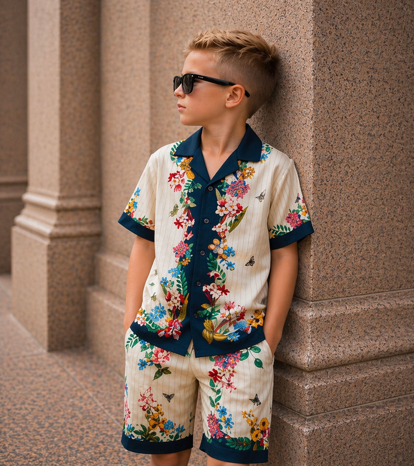 Vintage Garden Pure Cotton Luxe Co-ord Set For Boys