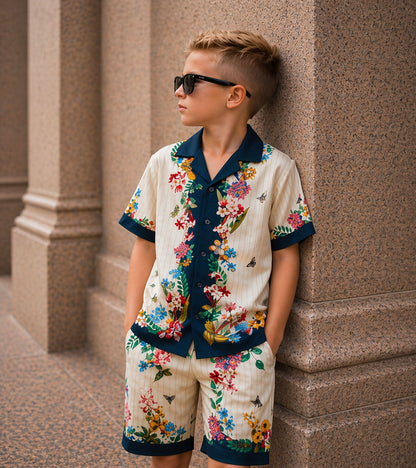Vintage Garden Pure Cotton Luxe Co-ord Set For Boys