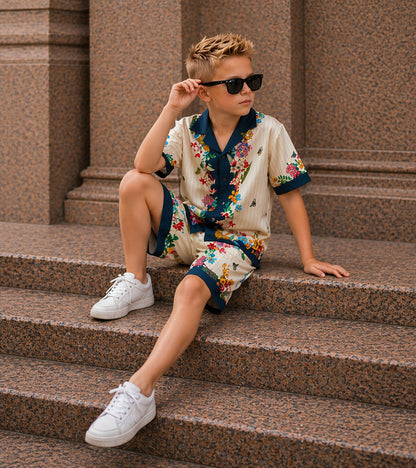 Vintage Garden Pure Cotton Luxe Co-ord Set For Boys