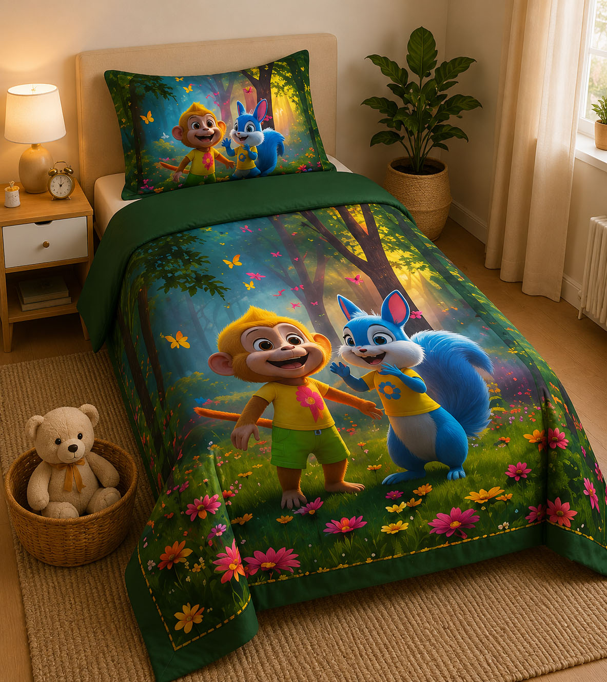 Woodland Friends  Pure Cotton  Bedsheet Set