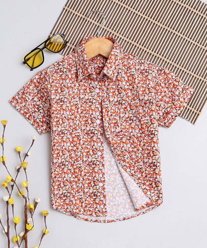 Zik Zik Print Pure Cotton Half Sleeve Shirt For Boys