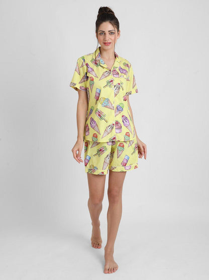 Icecream Printed Nightsuit Set for Women