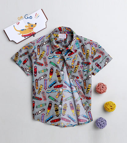 Skateboard Printed Half Sleeve Shirt - koochi Poochi