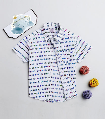 Moon Printed Half Sleeve Shirt